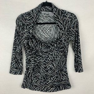 Worthington Stretch Geometric Drapeneck Top
